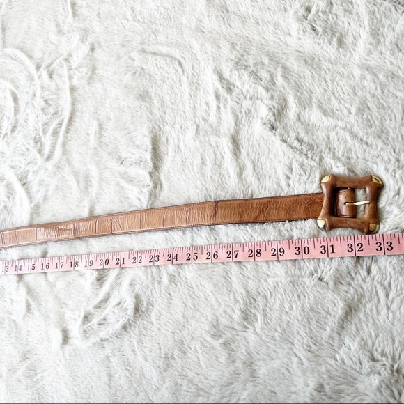 VINTAGE The Ritz Light Brown Leather Belt With Square Leather Buckle - Picture 3 of 5